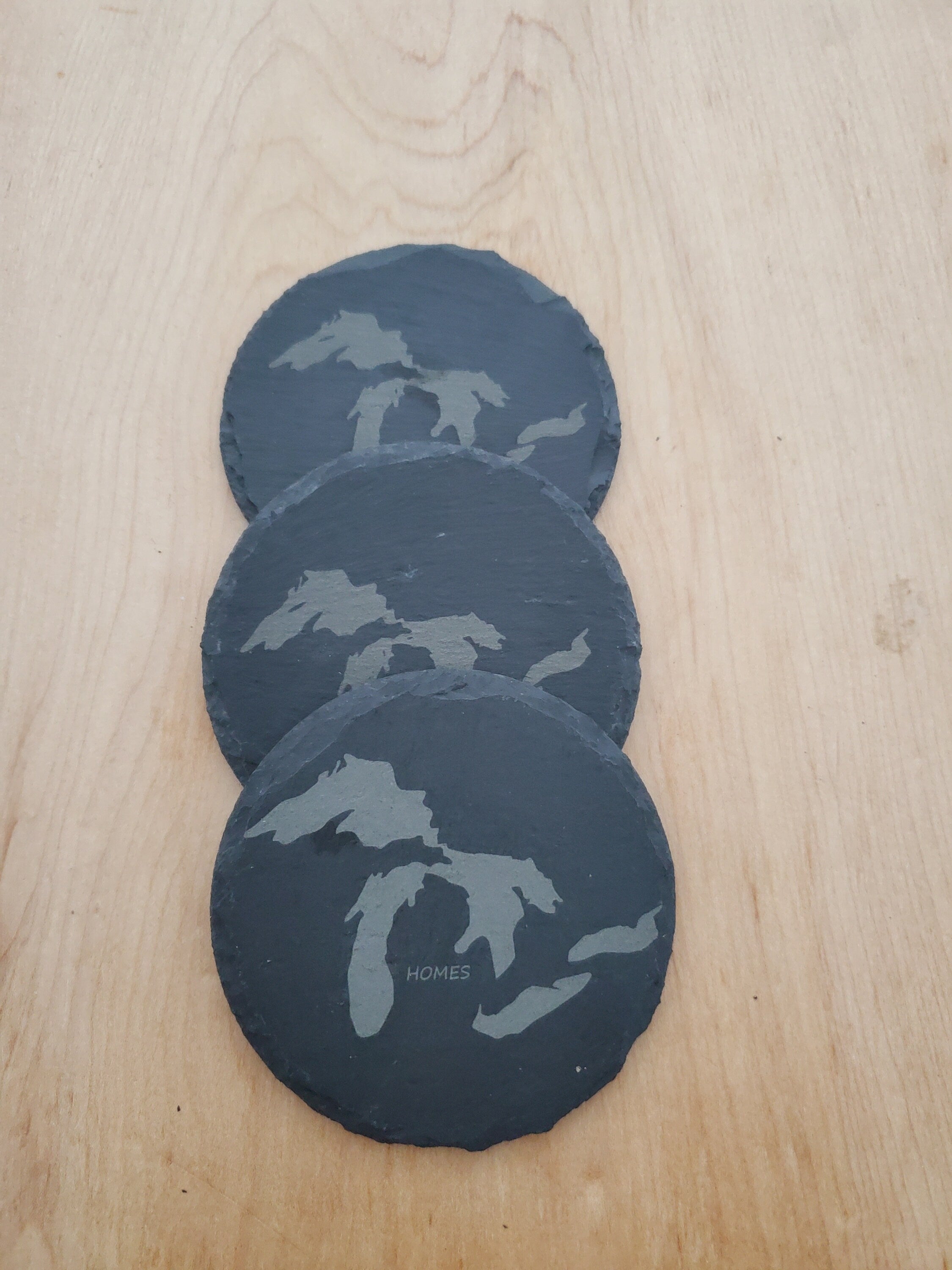 Shipping Included, Great Lakes Gift Set- Great Lakes Slate Coasters-HOMES Coasters-Pack of 5-Gifts-Customization Available