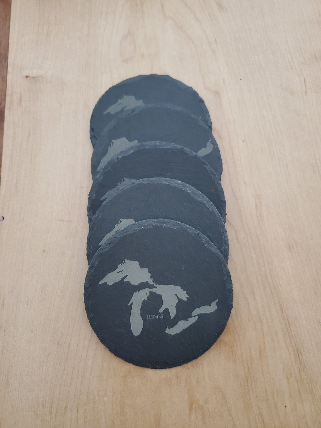 Shipping Included, Great Lakes Gift Set- Great Lakes Slate Coasters-HOMES Coasters-Pack of 5-Gifts-Customization Available