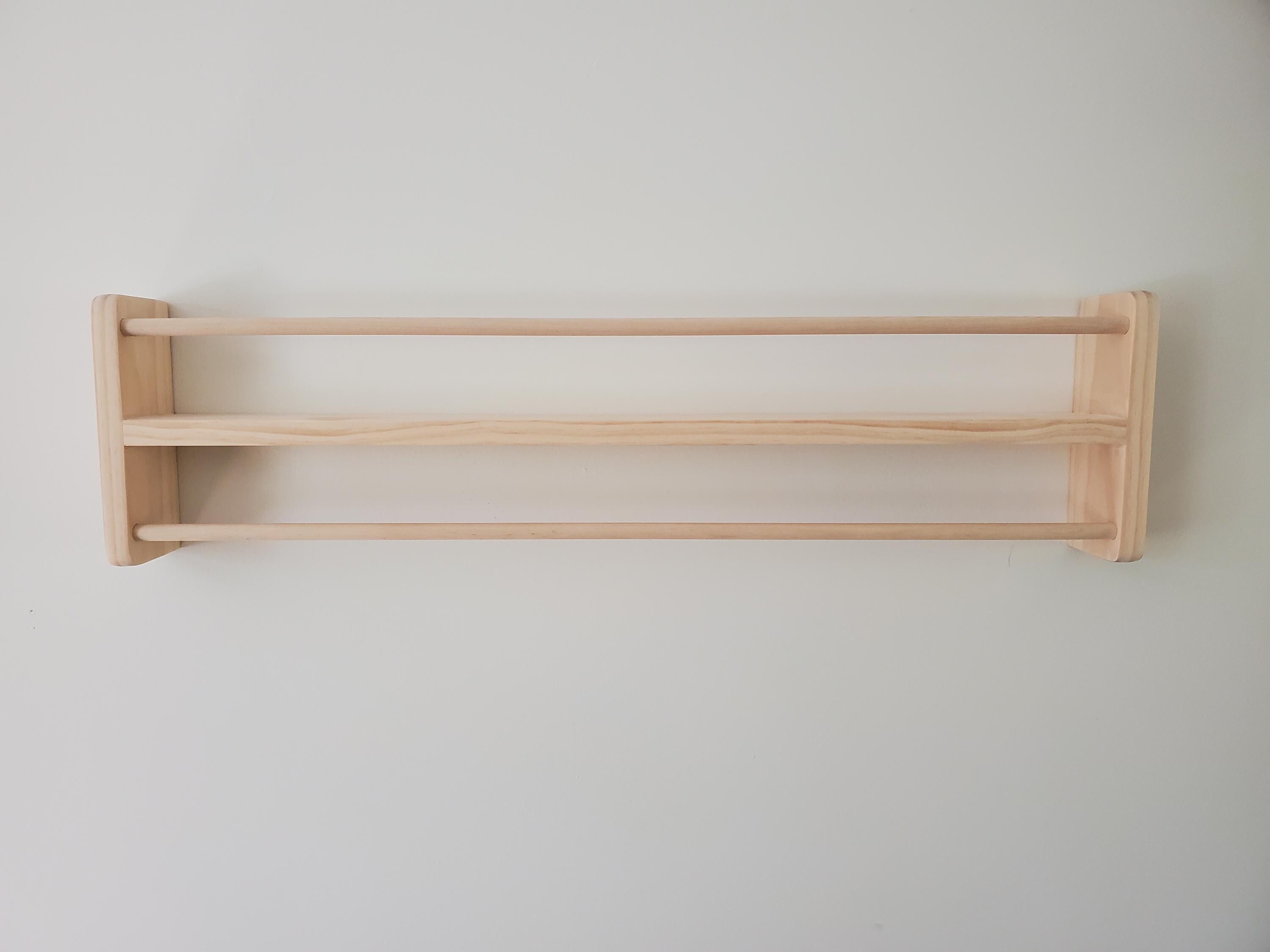 Shipping Included, Natural Pine Bookshelf/Clothing Hanger Combo Shelf, Floating Bookshelf, Furniture Grade Pine, Sanded Smooth, Easy Installation, Nursery Shelf