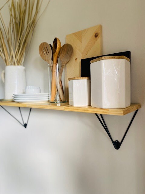 Shipping Included, Farmhouse Shelf, Pine Shelf, Prism Bracket, Kitchen Shelf, Living Room Shelf