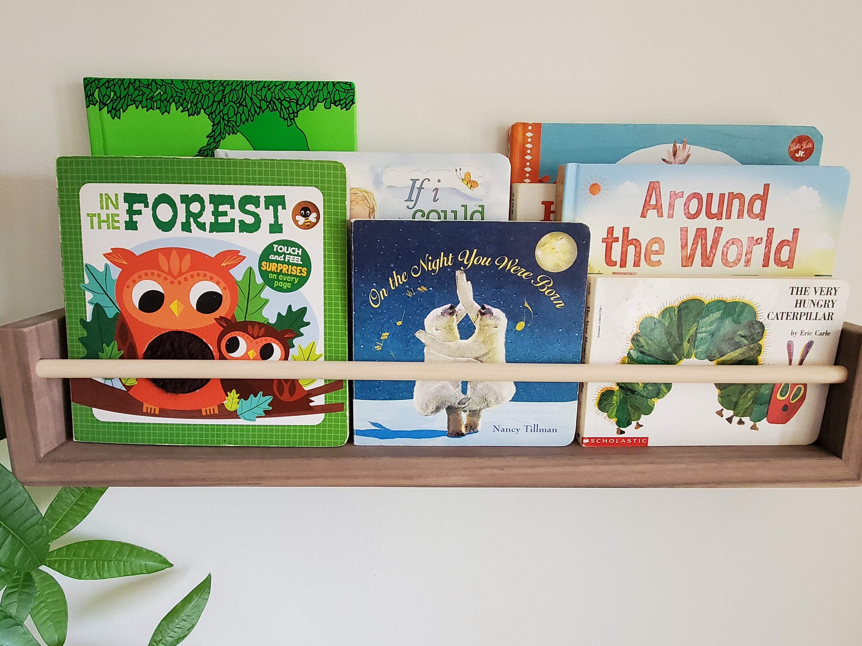 Shipping Included, Natural Walnut Nursery "Waterfall" Bookshelves (Custom Sizing Available), Joinery, Nursery Decor, Small Space Shelf, Montessori Bookshelves, Hardwood Shelf