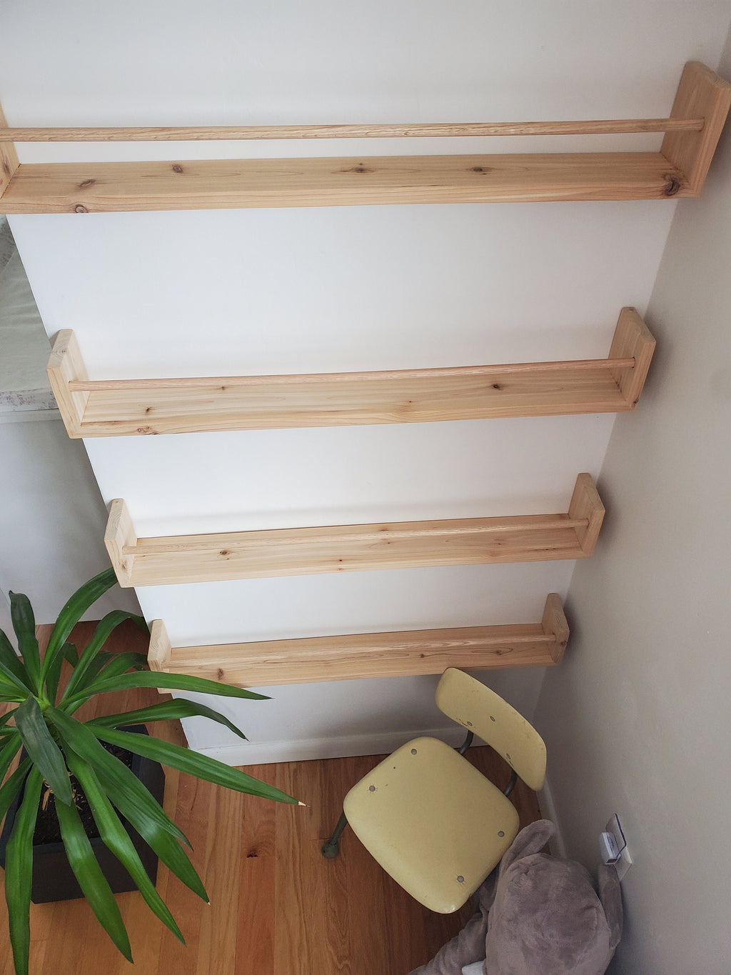 Shipping Included, Nursery Bookshelf, "Waterfall" Corner Joints, Natural Cedar (Custom Sizing Available) Small Space Shelf, Bookshelf, Joinery