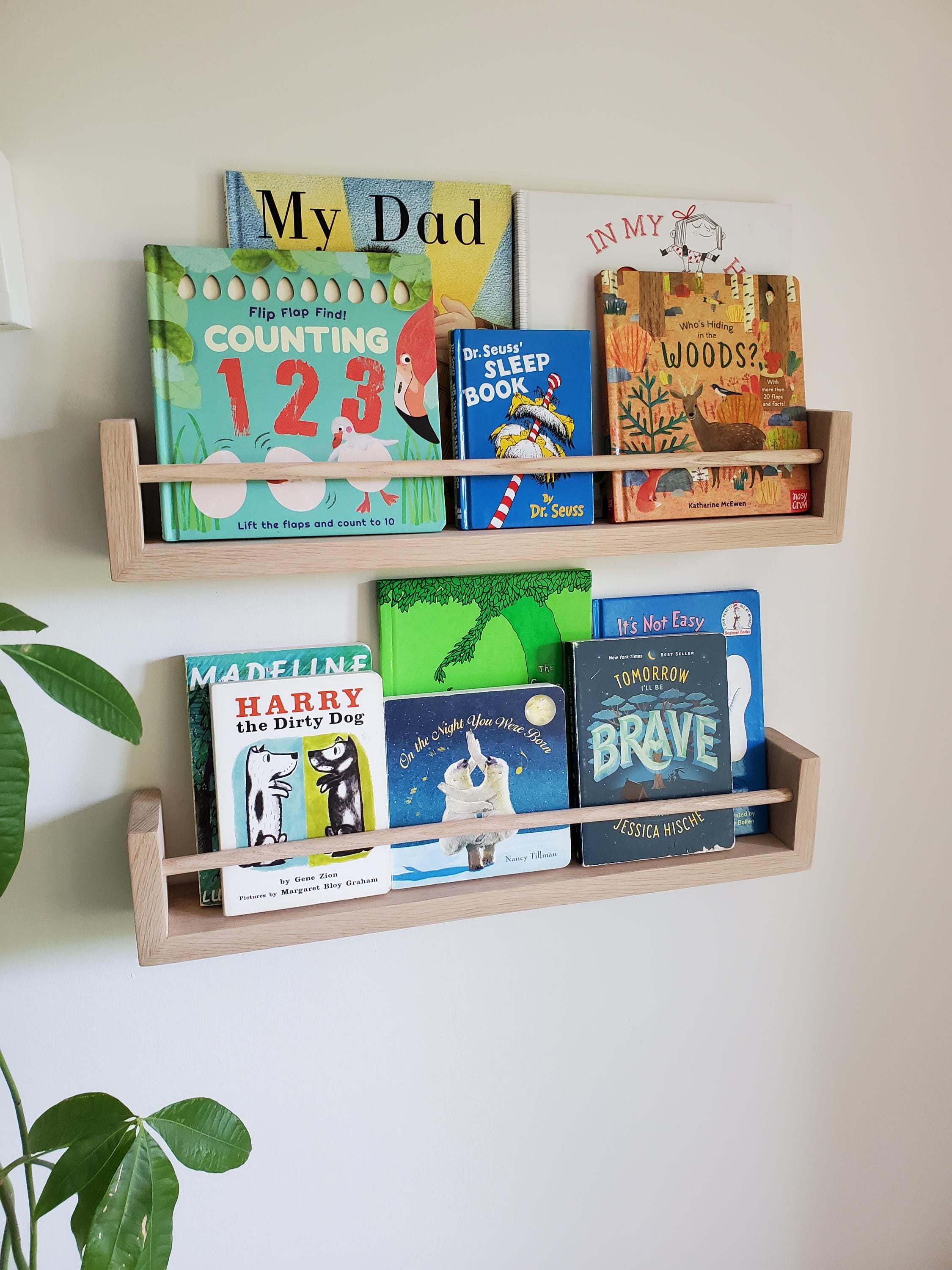 White Oak Shelf, Free Shipping, 18"-48"  Waterfall Nursery Bookshelf, Nursery decor, Picture Shelf, "Waterfall" Edge, Home Office, Home School, Kitchen