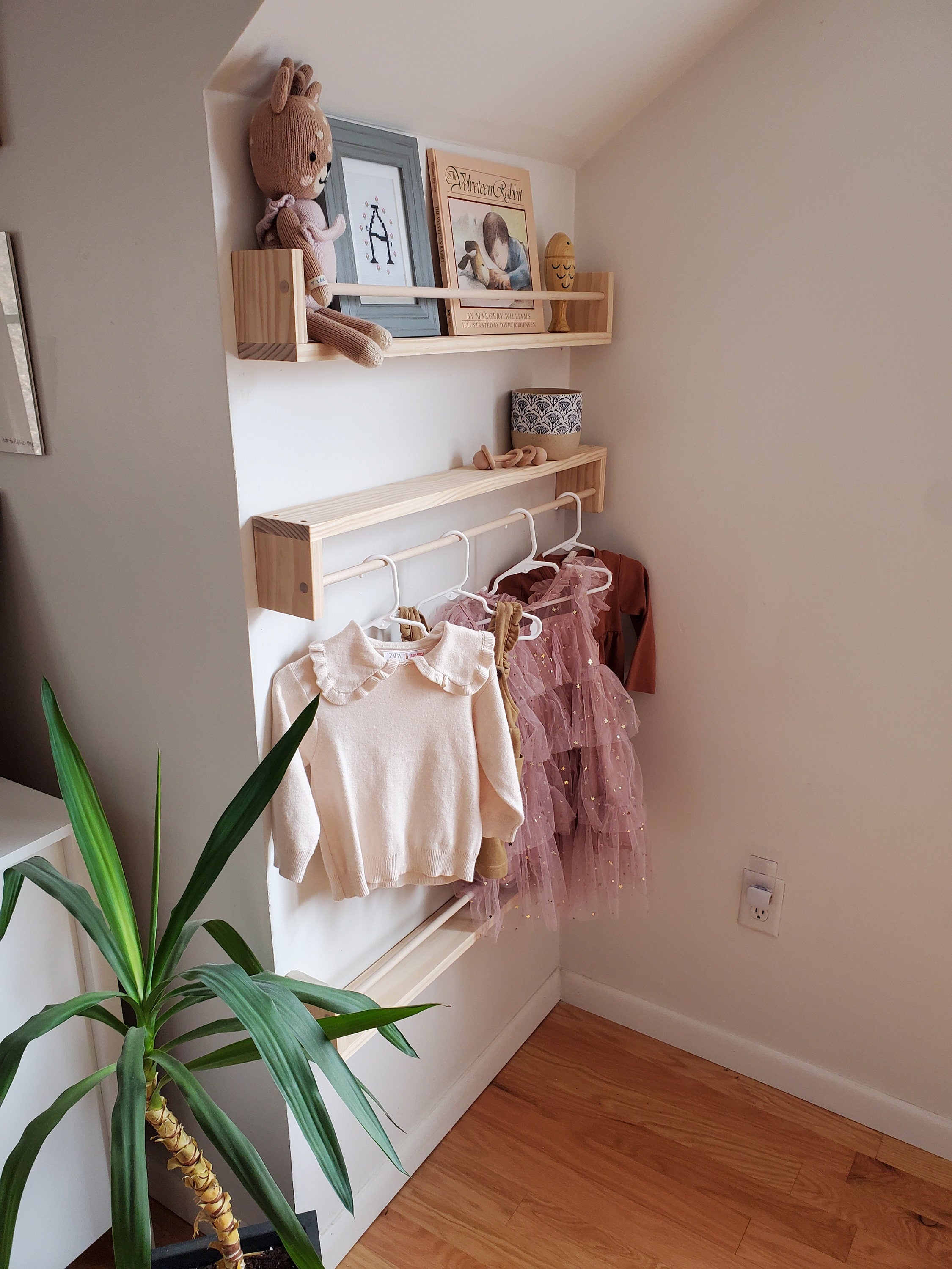 Shipping Included, Natural Pine Nursery Bookshelf, Furniture Grade Wood, "Flip-able" Floating Shelf, Small Space Shelf, Shipping Included, Hardware Included