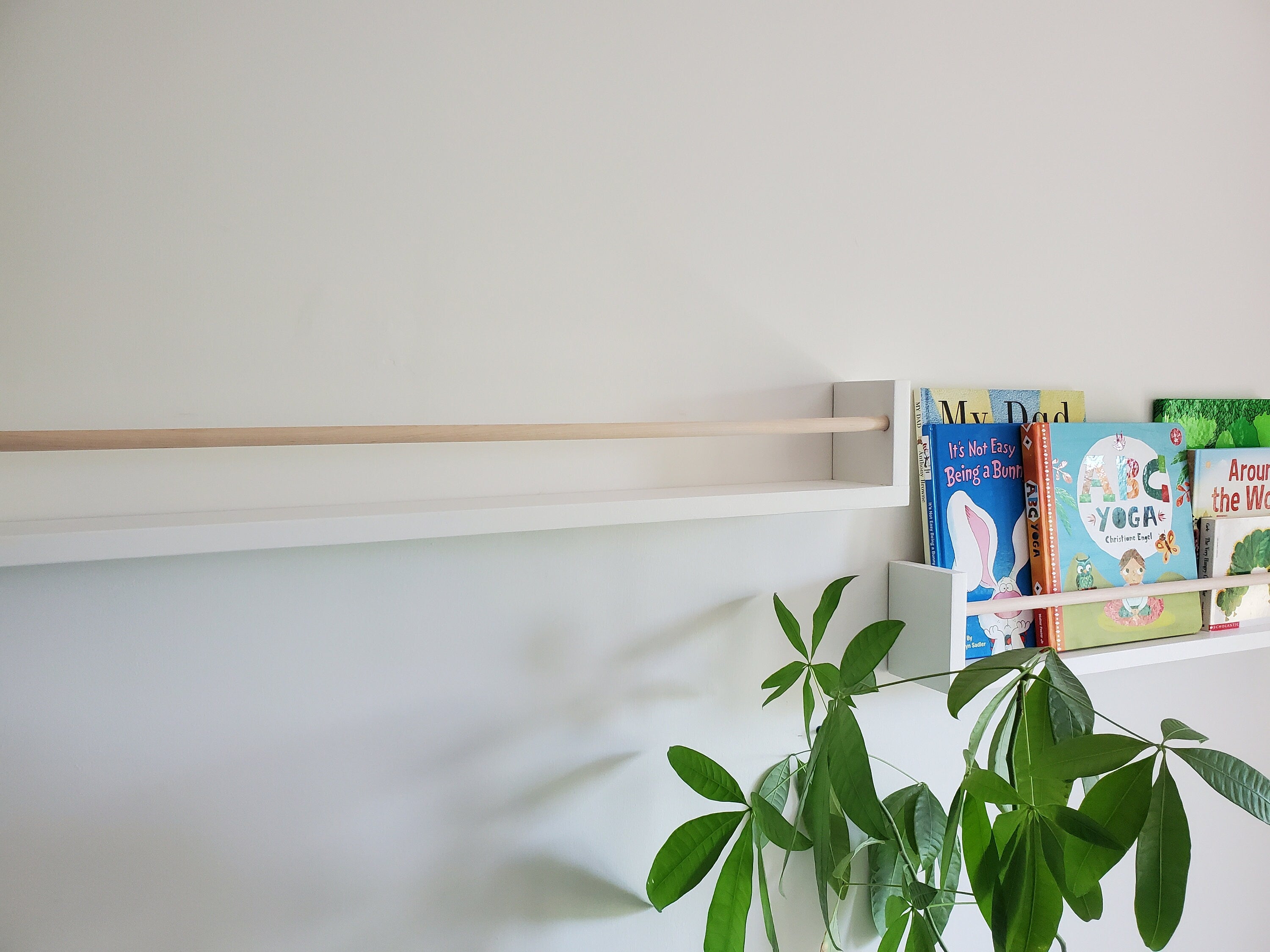 Shipping Included, White Nursery Bookshelves (Custom Painting Available), Nursery Shelves, Floating Shelves, Nursery Shelves, All White/White With Wooden Dowel
