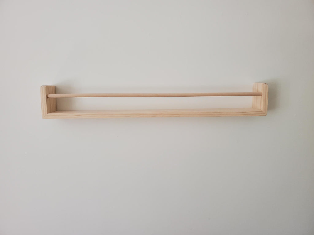 Shipping Included, 18" - 48" Pine Picture Shelf, Floating Bookshelf, Rounded Corners, Spice Rack, Living Room, Playroom, Nursery Bookshelf, Office Space