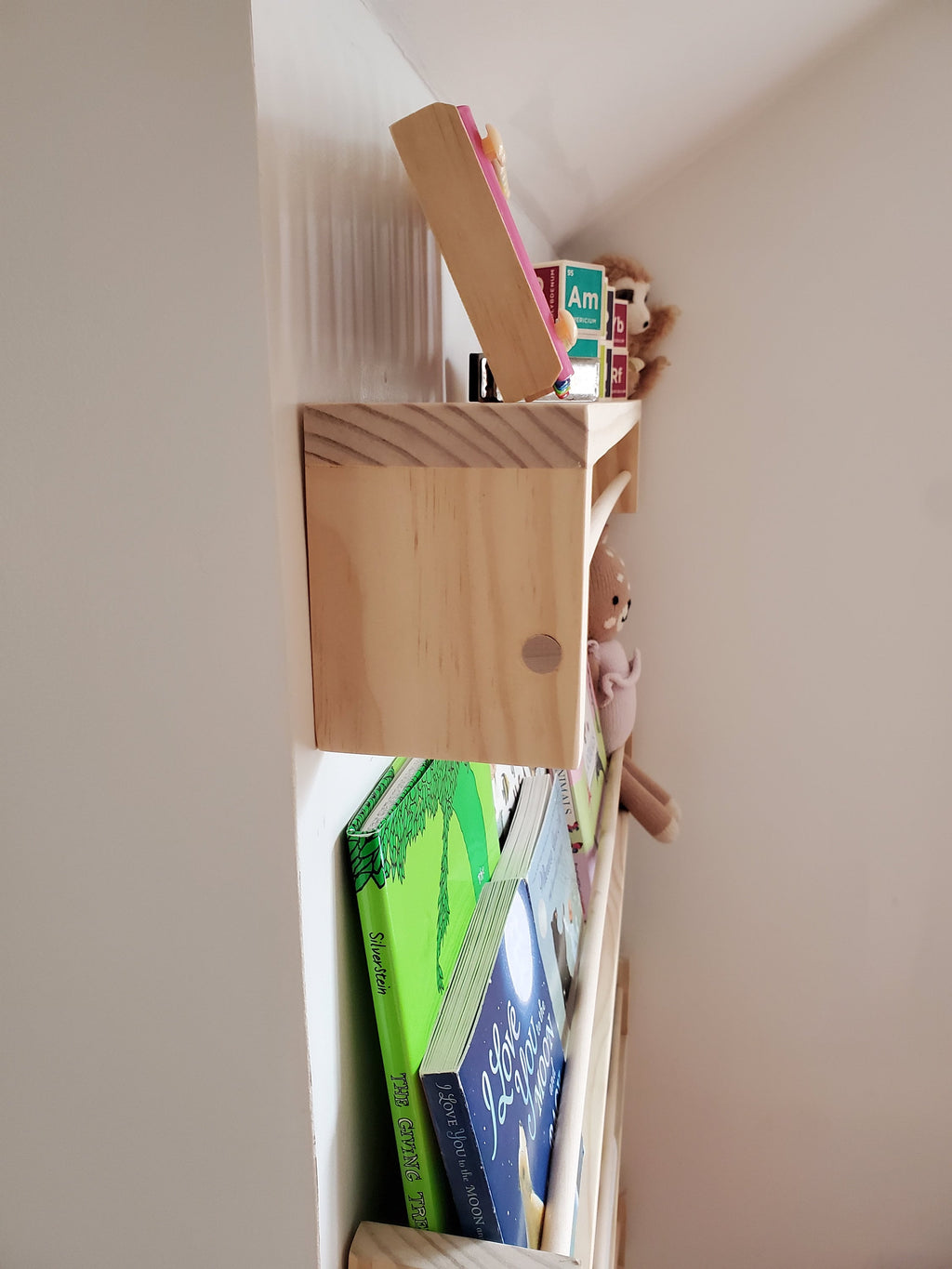 Shipping Included, Natural Pine Nursery Bookshelf, Furniture Grade Wood, "Flip-able" Floating Shelf, Small Space Shelf, Shipping Included, Hardware Included