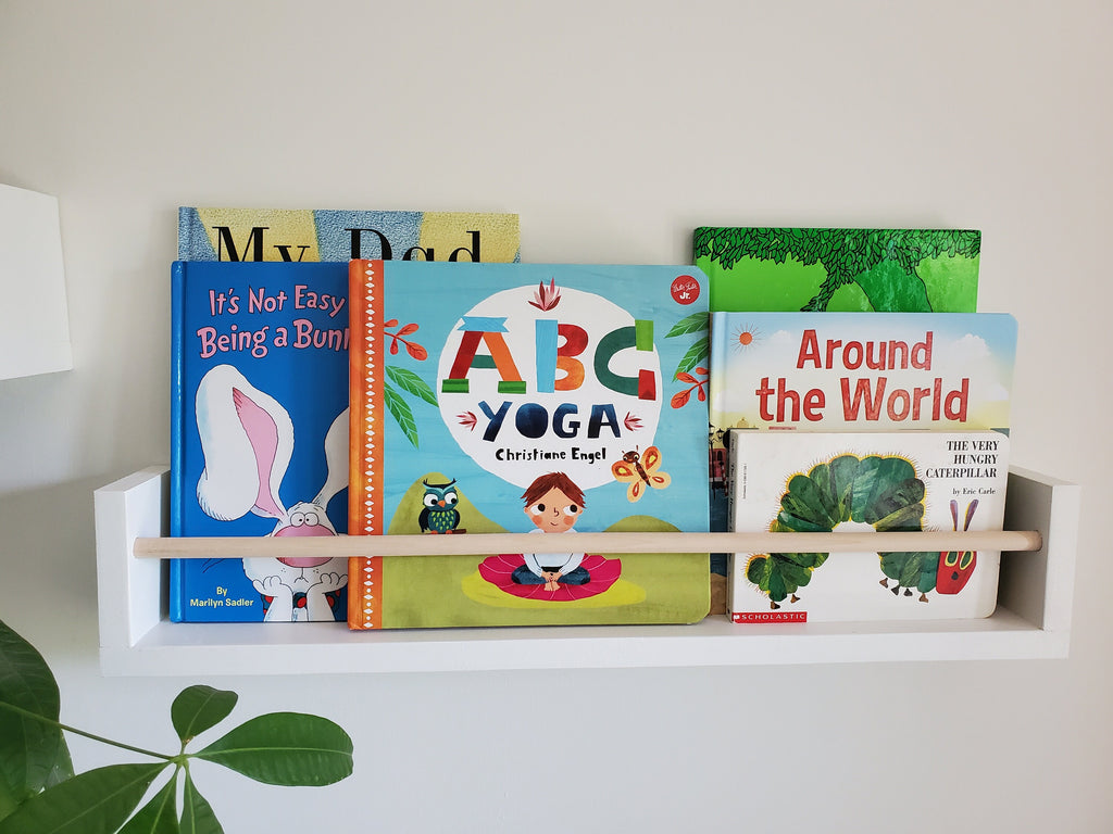 Shipping Included, White Nursery Bookshelves (Custom Painting Available), Nursery Shelves, Floating Shelves, Nursery Shelves, All White/White With Wooden Dowel