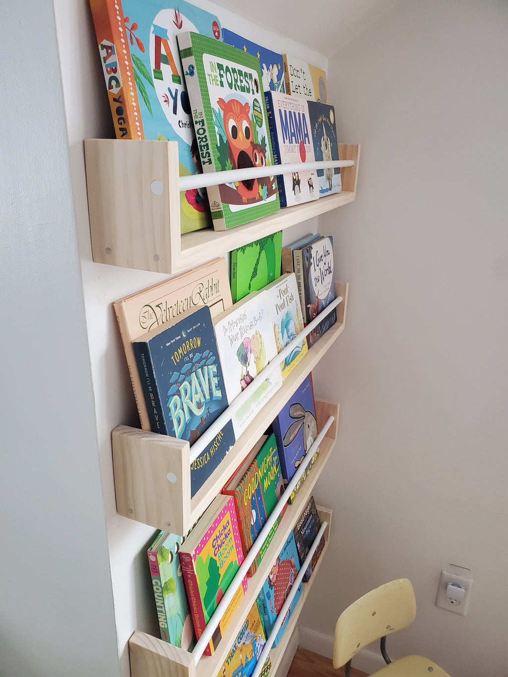 Shipping Included, Natural Pine and Painted Bar, "Waterfall" Corner Joints, Nursery Decor, Custom Sizing Available, Modern, Joinery