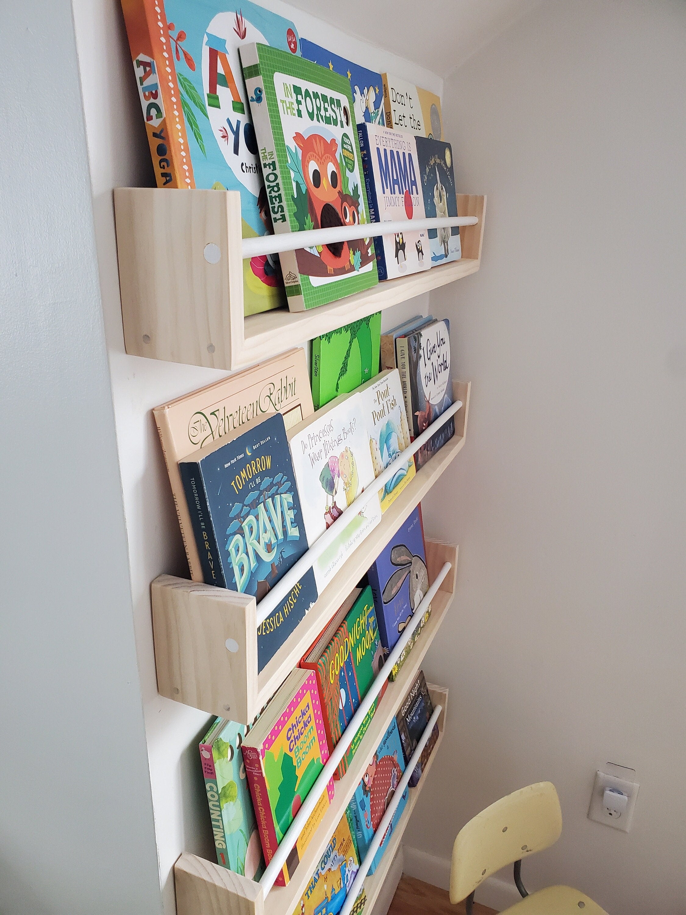 Shipping Included, Natural Pine and Painted Bar, "Waterfall" Corner Joints, Nursery Decor, Custom Sizing Available, Modern, Joinery