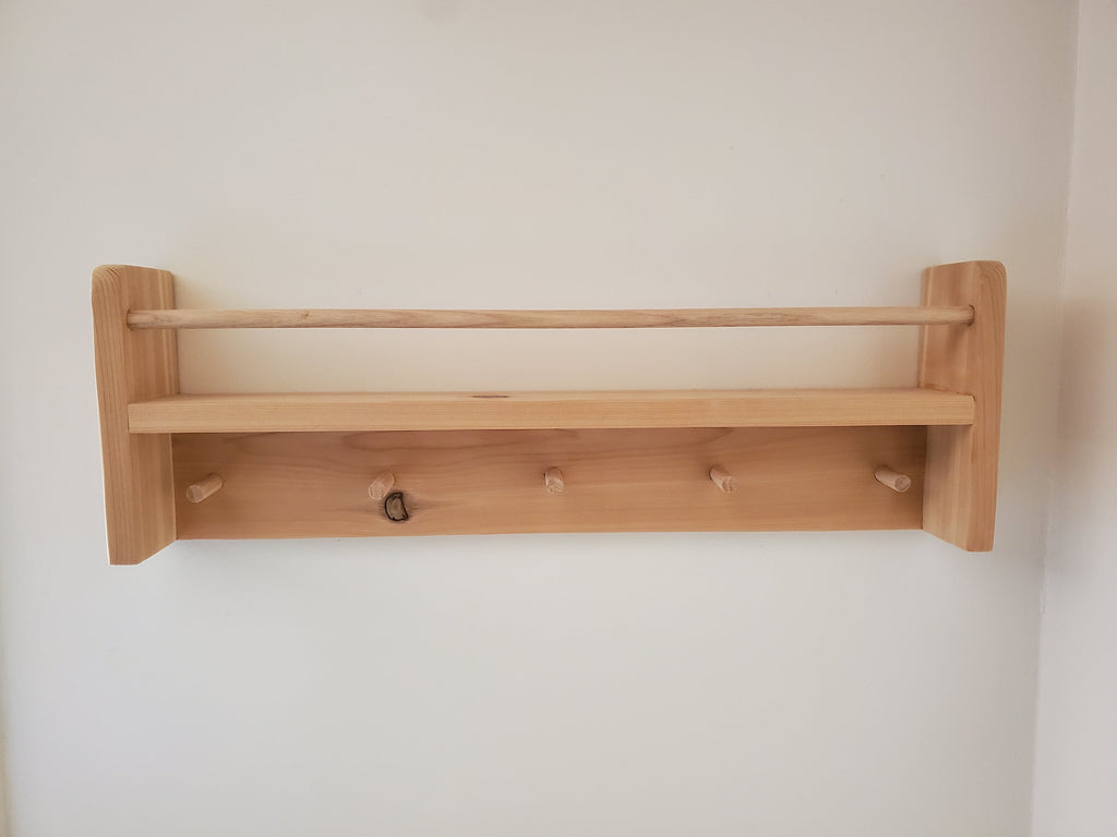 Shipping Included, Natural Cedar Combination Shelf (Custom Sizing Available), Nursery Cedar Combination Shelf, Playroom Shelf, Entryway Shelf, Cedar Decor