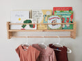 Shipping Included, Natural Cedar Combination Bookshelf, 18"-36", Bookshelf/Picture Shelf With Clothing Rod, Classic Joinery, Home Office, Homeschooling