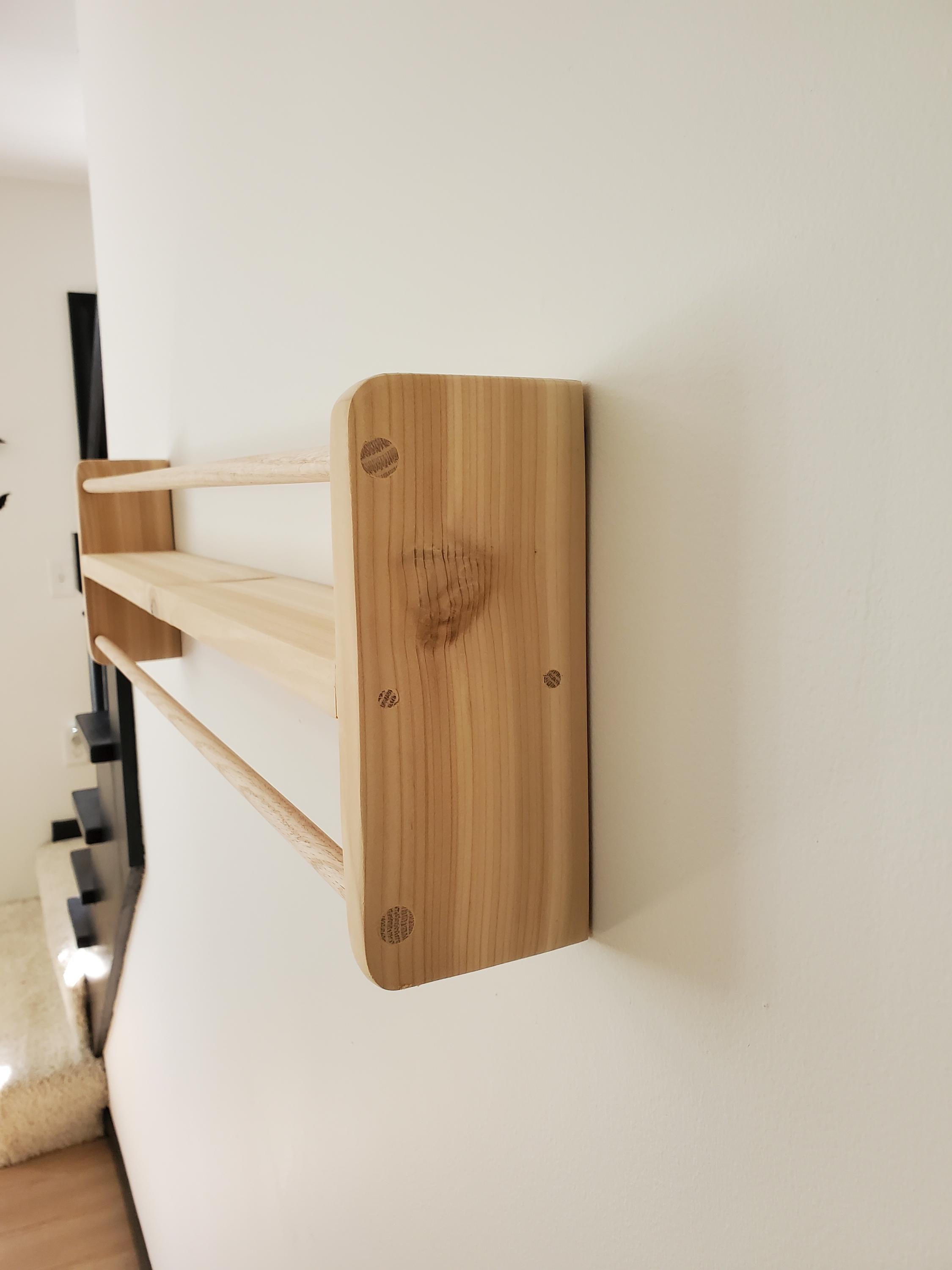 Shipping Included, Cedar Picture Shelf W/ Hanger Rod, Bookshelf, Entryway Shelf, 18"-36" Wide, Display Shelf, Coat Hanger, Nursery Shelf, Playroom, Home school