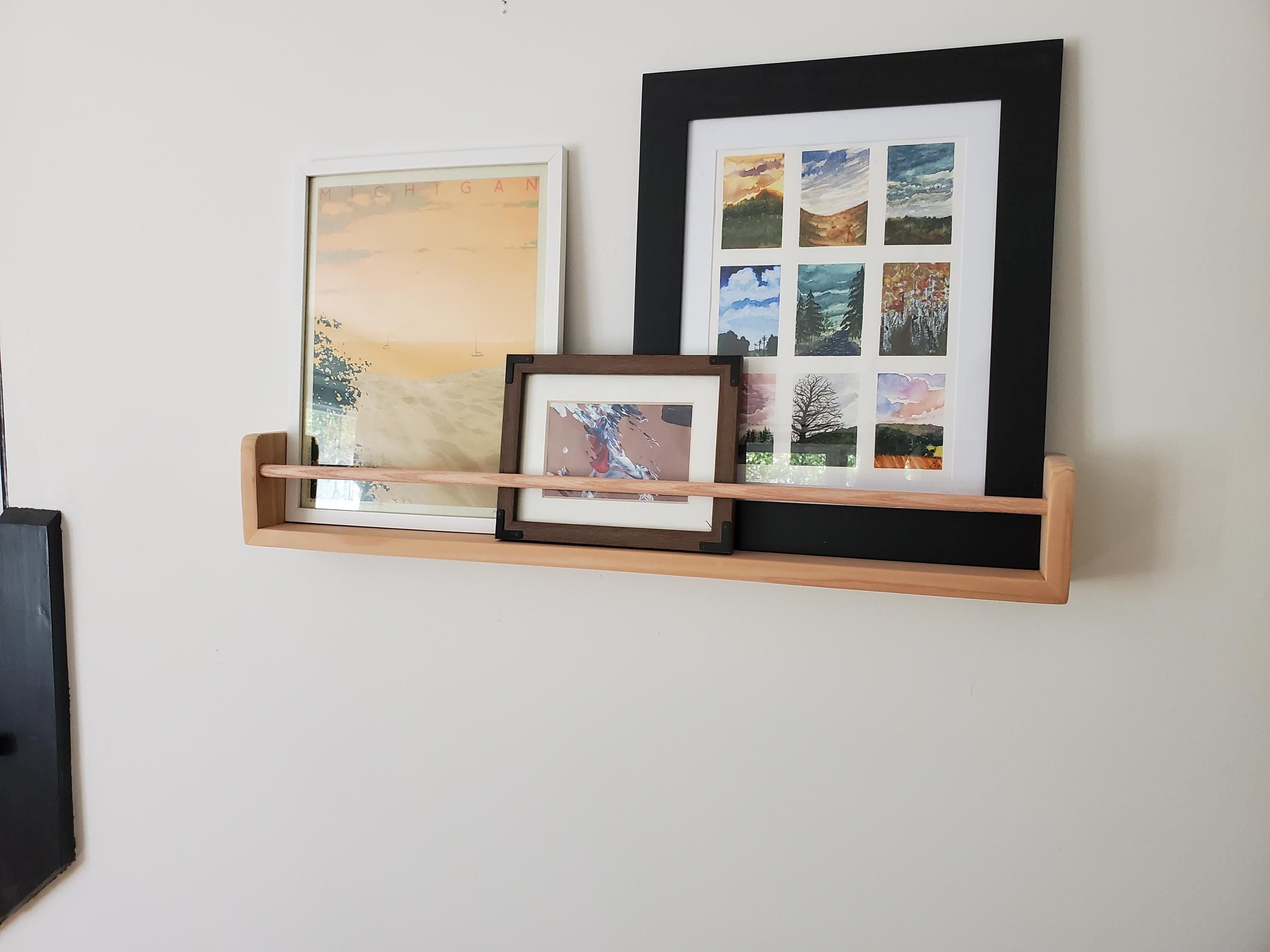 Shipping Included, Cedar Picture Shelf 18"-48", " Waterfall" Bookshelf, Nursery, Montessori, Homeschooling Shelf, Office Organizer, Kitchen, Living Room, Spice Rack